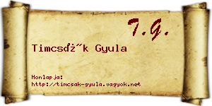 Timcsák Gyula névjegykártya